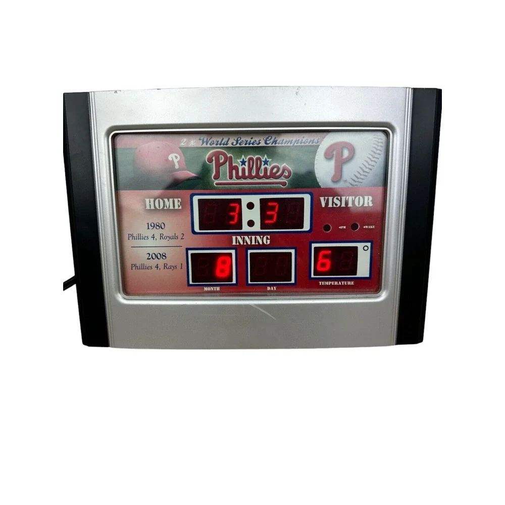 Phillies Alarm Clock Score‎ Some Wear But In Great Condition TESTED WORKS